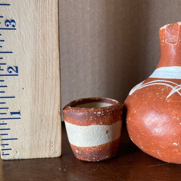 VINTAGE Lot Clay Pottery Native American Small Vase Pot Urn Terracotta Painted - Picture 11 of 12